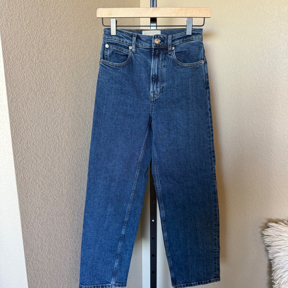 Everlane The Way High Jean Straight Leg Organic Cotton Denim Blue Jeans Sz 23